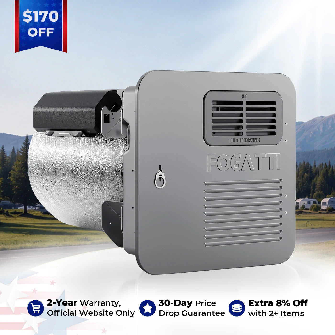 Fogatti HybridShower 6 Gallon RV Hot Water Heater, Propane/Electric Heating, Bulit-in Lifetime Anode Rod-HybridShower 6 Ultra
