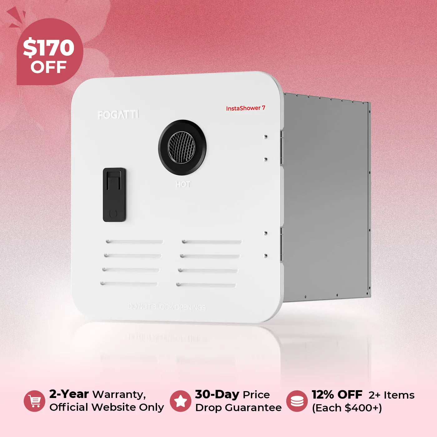 Fogatti InstaShower 7, 48,000 BTU RV Tankless Water Heater with Door