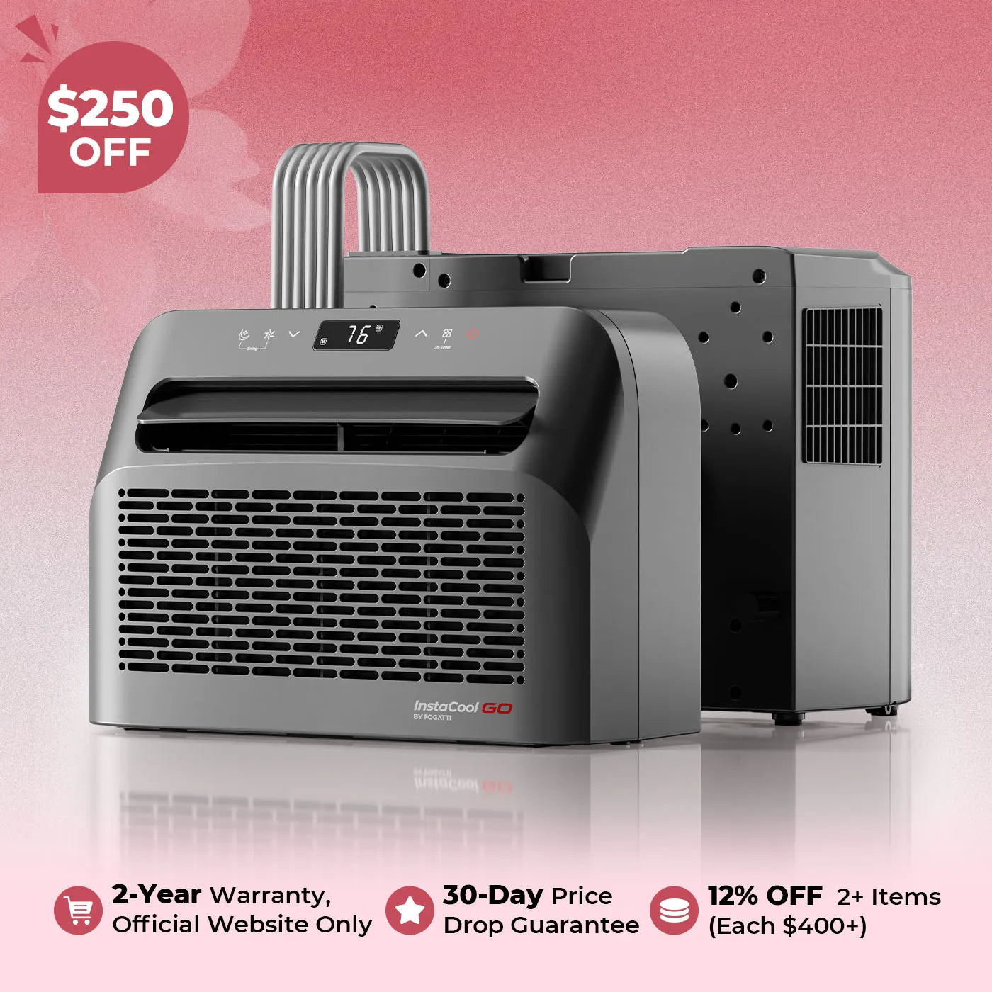 Fogatti InstaCool Go Portable Air Conditioner, 6500 BTU Mini Split, U Shaped