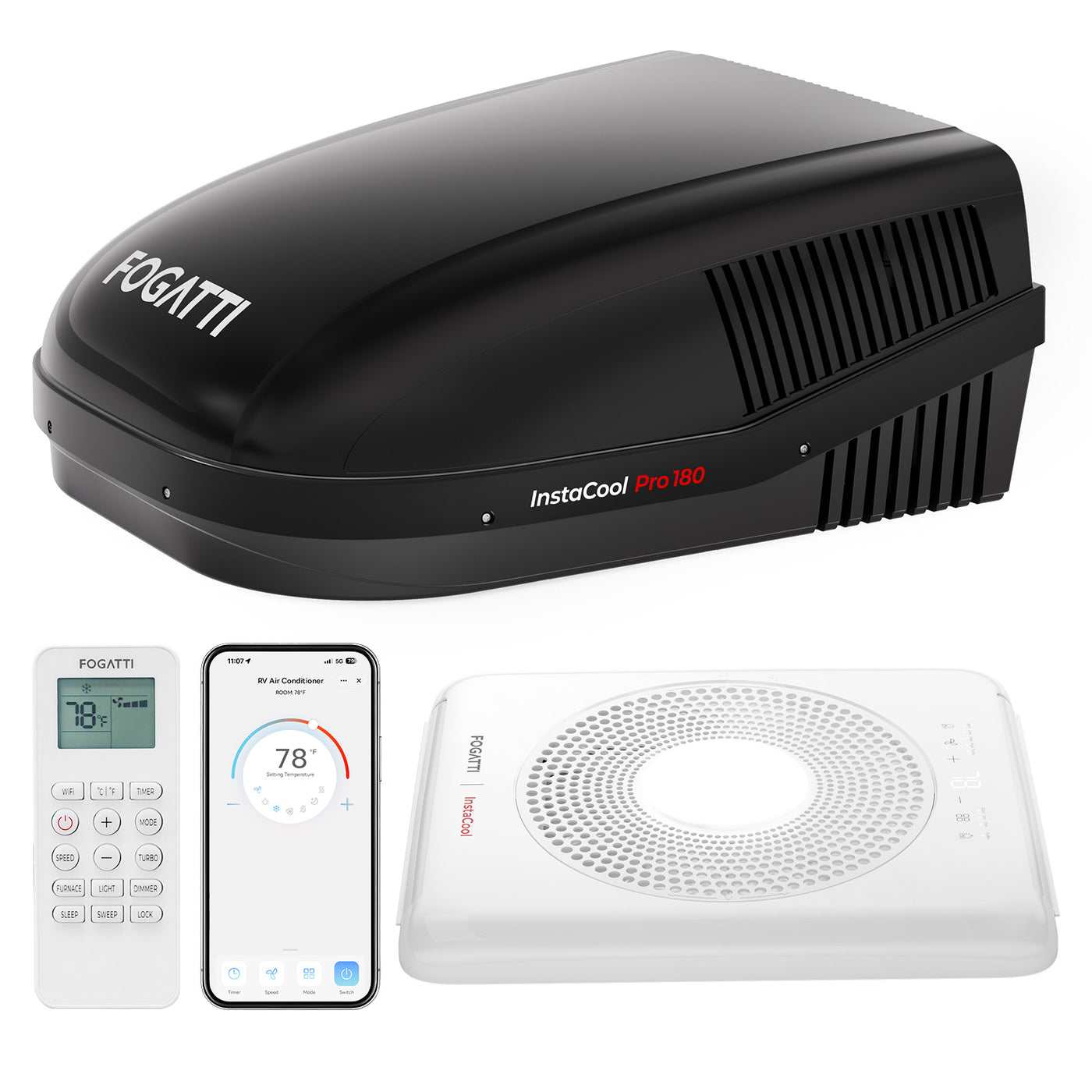 FOGATTI InstaCool Pro 18,000 BTU RV Rooftop Air Conditioner | Fast Cool