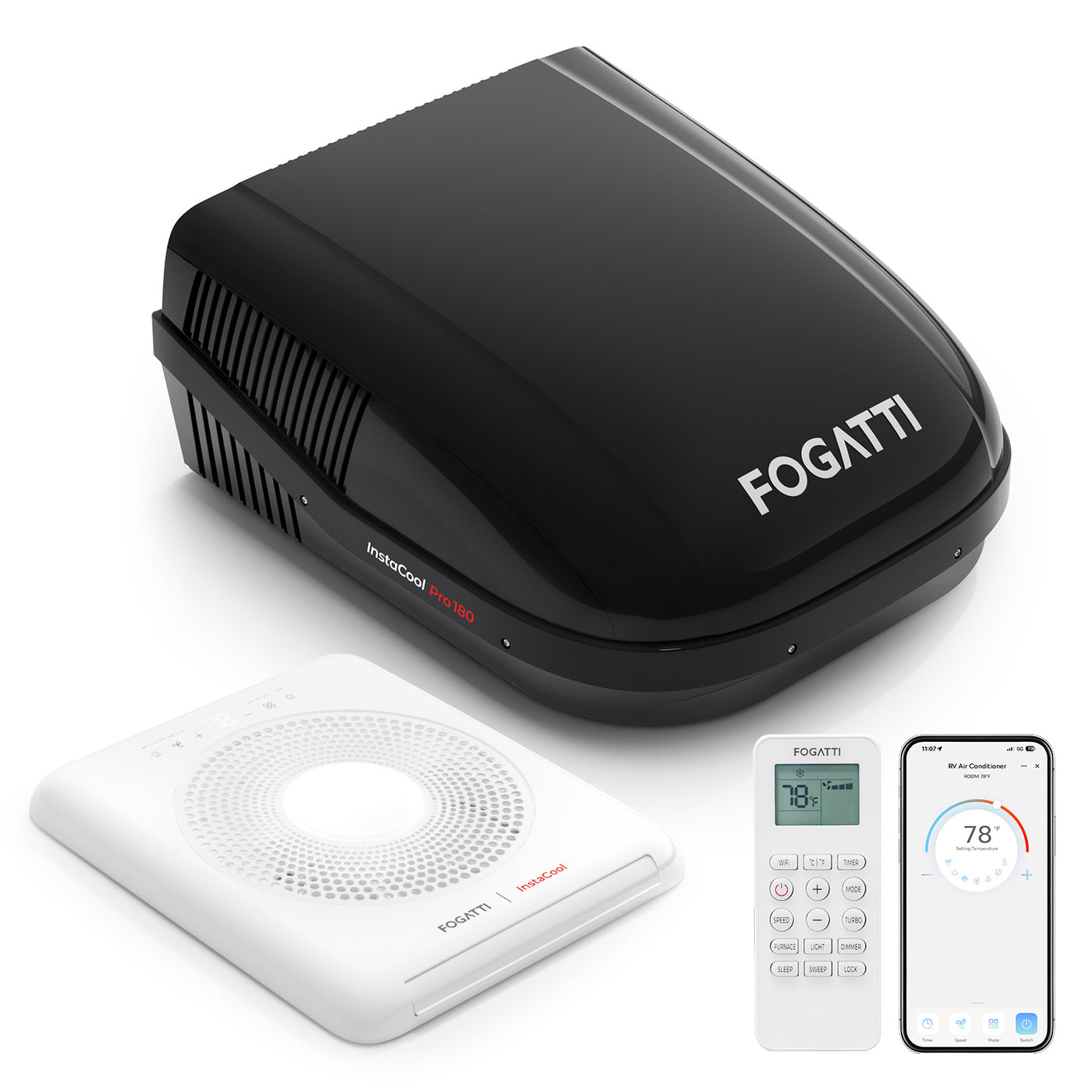FOGATTI InstaCool Pro 18,000 BTU RV Rooftop Air Conditioner | Fast Cool
