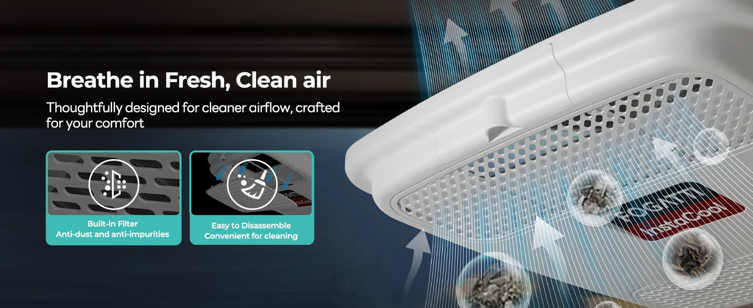 Fogatti InstaCool 13,500 BTU RV AC features built-in anti-dust filter for clean airflow and easy cleaning.