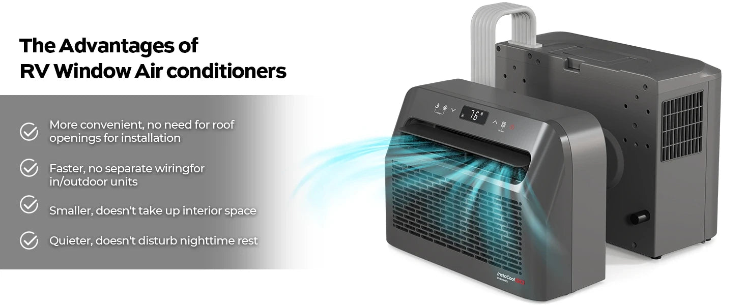 Fogatti InstaCool Go Portable AC: compact, quiet, easy-install window unit for RVs.