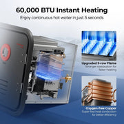 FOGATTI InstaShower 8 Pro, 60,000 BTU Propane RV Tankless Water Heater