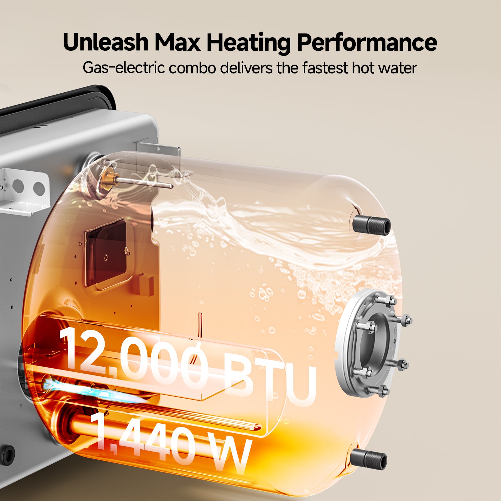 10 Gallon RV Hot Water Heater, Propane/Electric Heating, Bulit-in Magnesium Anode Rod-HybridShower 10