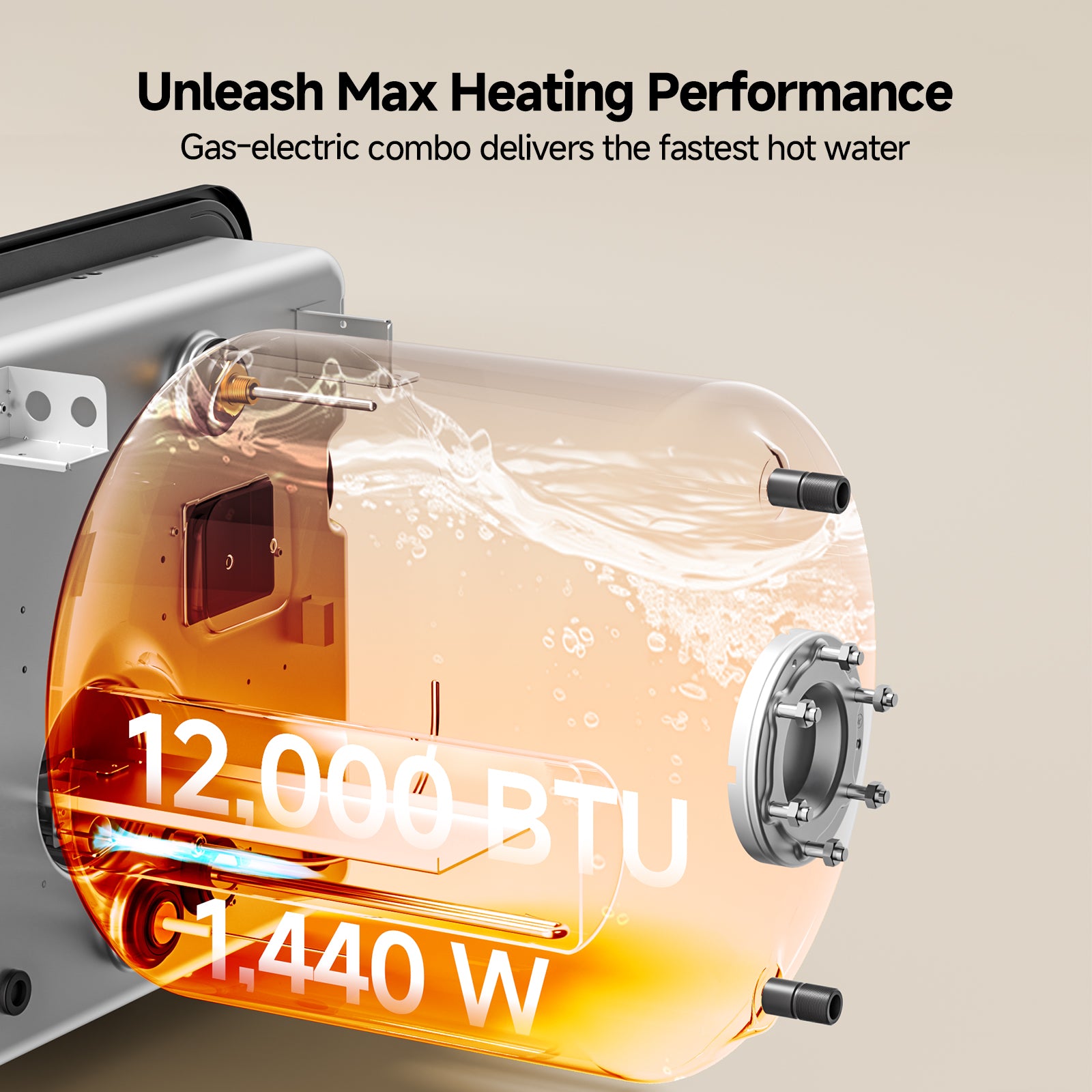 10 Gallon RV Hot Water Heater, Propane/Electric Heating, Bulit-in Lifetime Anode Rod-HybridShower 10 Pro