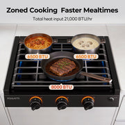 FOGATTI 21-Inch RV Gas Cooktop with 3 Burners,21,000 BTU for RV Cooking