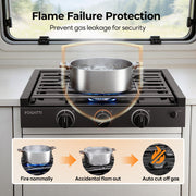 FOGATTI 21-Inch RV Gas Cooktop with 3 Burners,21,000 BTU for RV Cooking