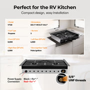 FOGATTI 21-Inch RV Gas Cooktop with 3 Burners,21,000 BTU for RV Cooking