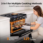 FOGATTI 17-Inch RV Oven Stove Combo, 3 Burner Propane Gas Range for Travel Trailer & Camper