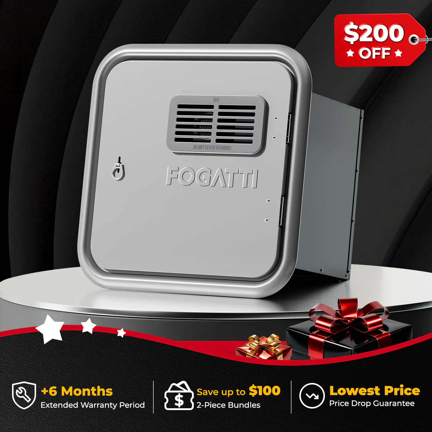 Fogatti InstaShower Ultra, 66,000 BTU, 0.5-3.6 GPM RV Tankless Water Heater with Gray Door & Mixing Tank（Supreme Series）