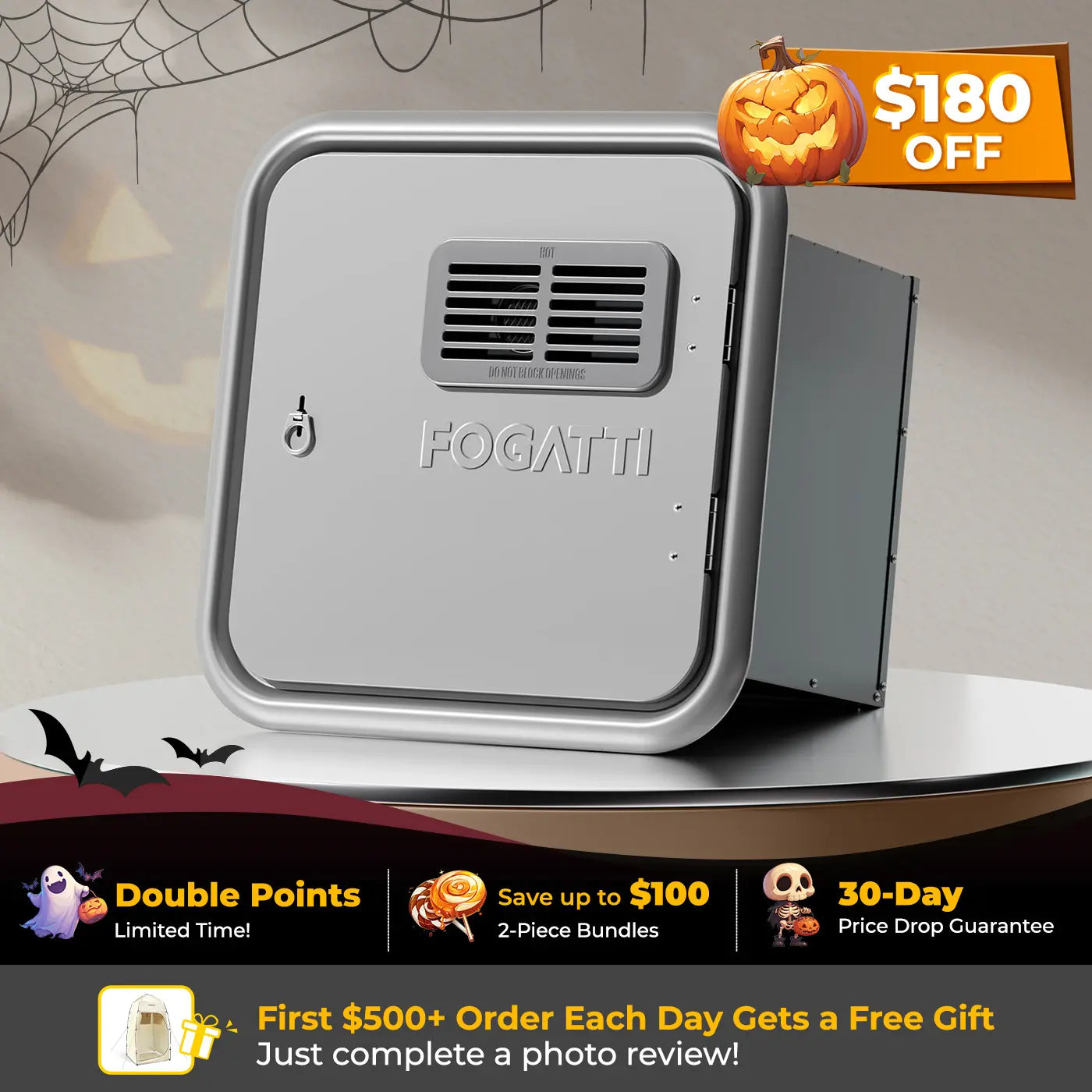 Fogatti InstaShower Ultra, 66,000 BTU, 0.5-3.6 GPM RV Tankless Water Heater with Gray Door & Mixing Tank（Supreme Series）