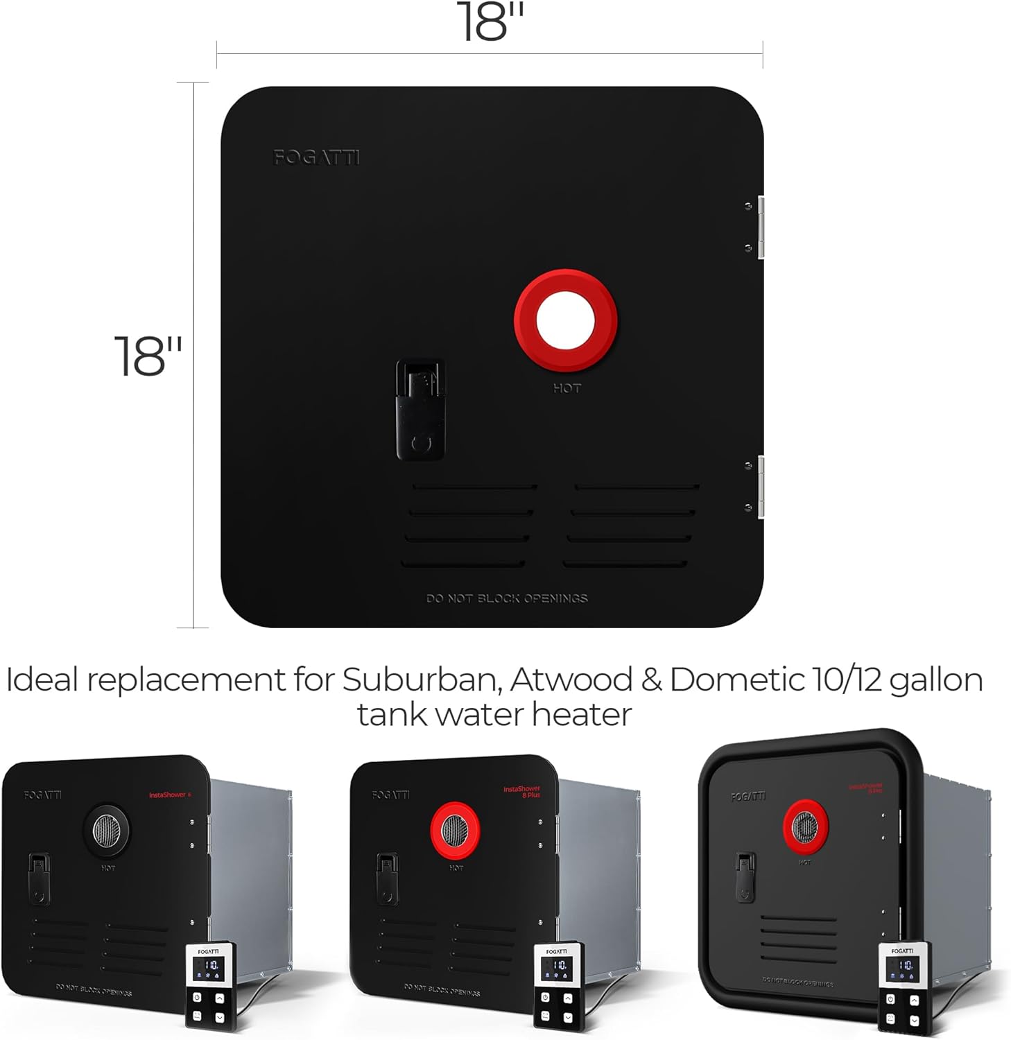 Fogatti RV Tankless Water Heater Door - 18 x 18 inches