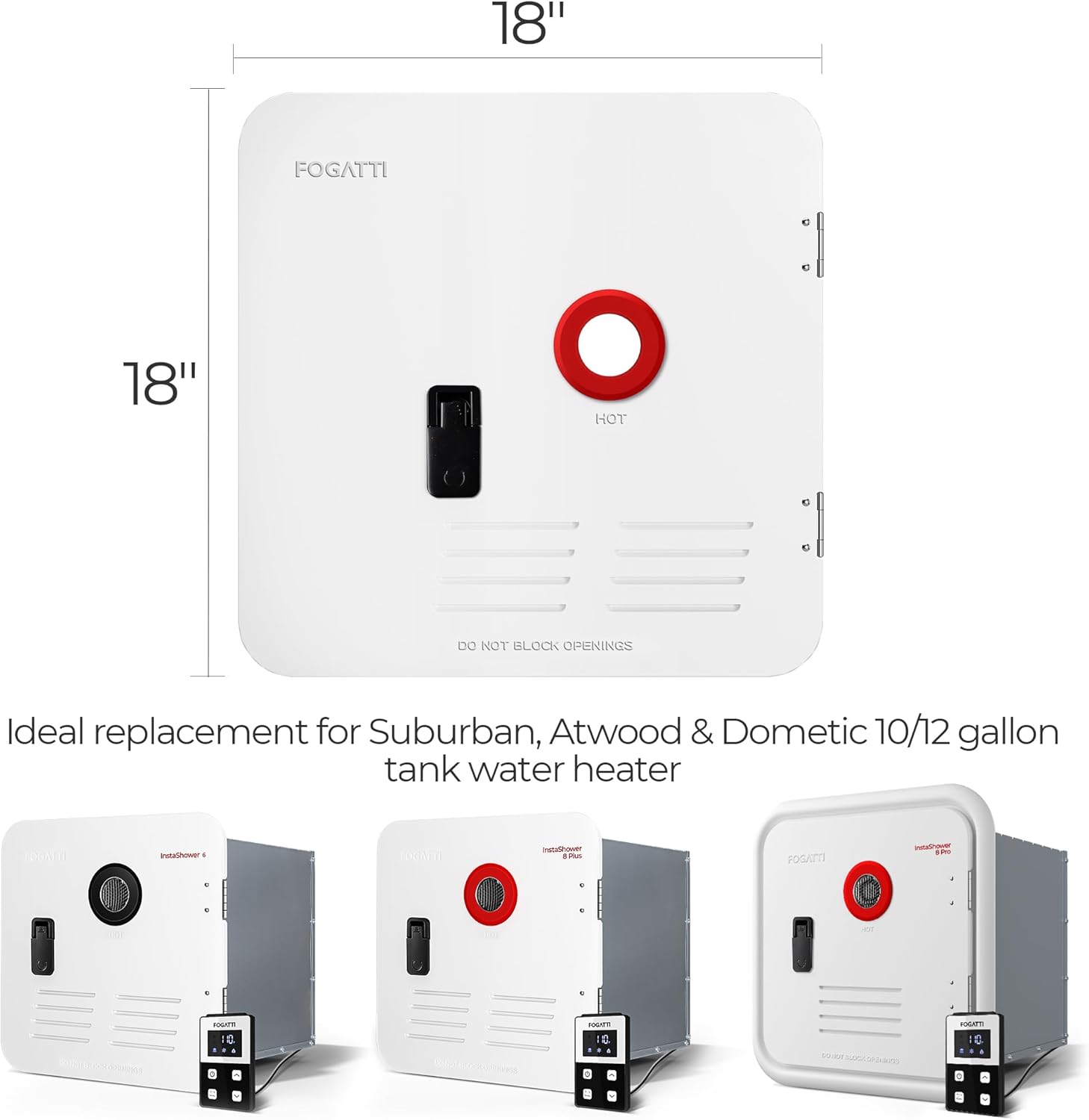 Fogatti RV Tankless Water Heater Door - 18 x 18 inches