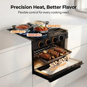 FOGATTI 17-Inch Dual-Fuel RV Range with Air Fryer, 3-Burner Propane Cooktop & Pulse Ignition