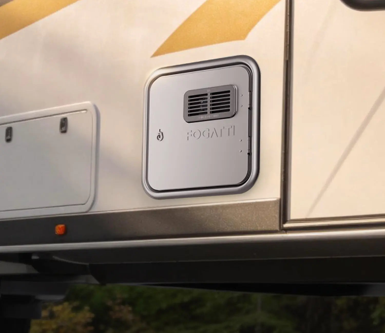 Fogatti RV tankless water heater exterior access door