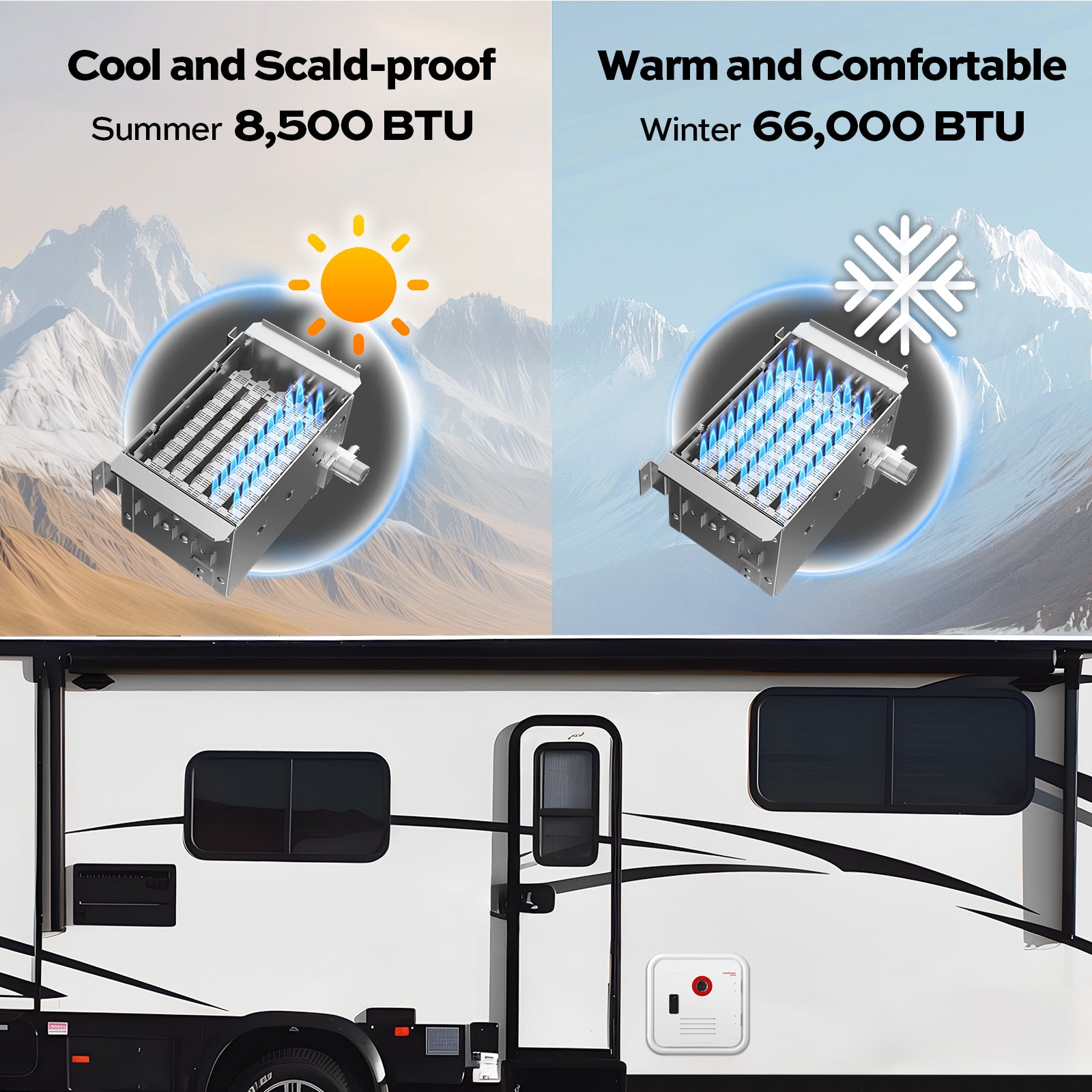 All-season RV tankless water heater