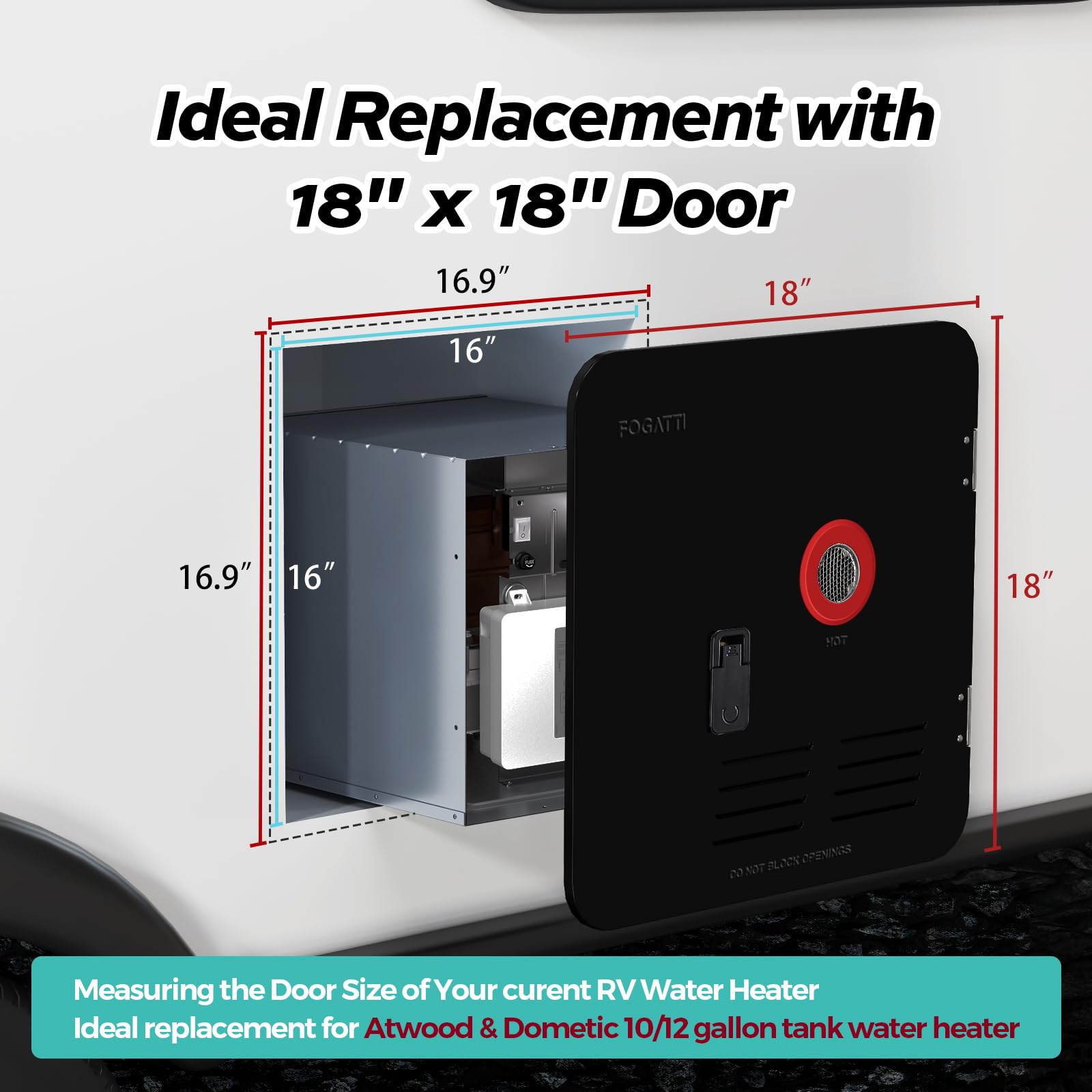 Fogatti InstaShower 7, 48,000 BTU RV Tankless Water Heater without Door