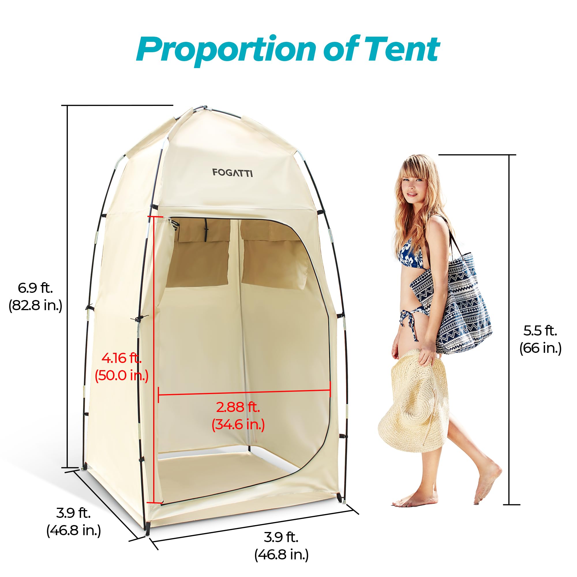 FOGATTI Portable Camping Shower Tent With Floor