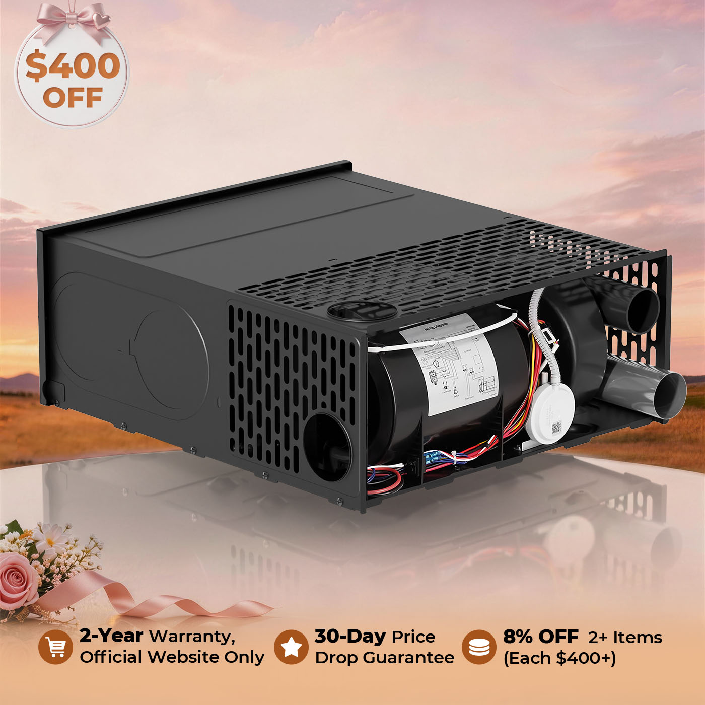 Fogatti 35,000 BTU Quiet LP Gas Propane RV Furnace, Smart Triple Explosion-Proof, Easy Install