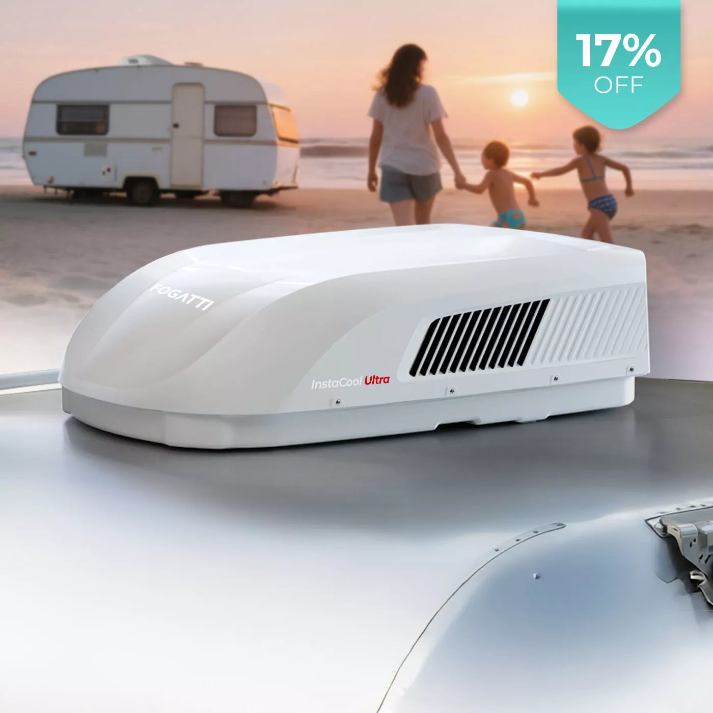 Fogatti InstaCool Ultra Air Conditioner | 15,000 BTU Cooling | 12,000 BTU Heating | Replaceable Non-Ducted RV AC | 115V(AC)