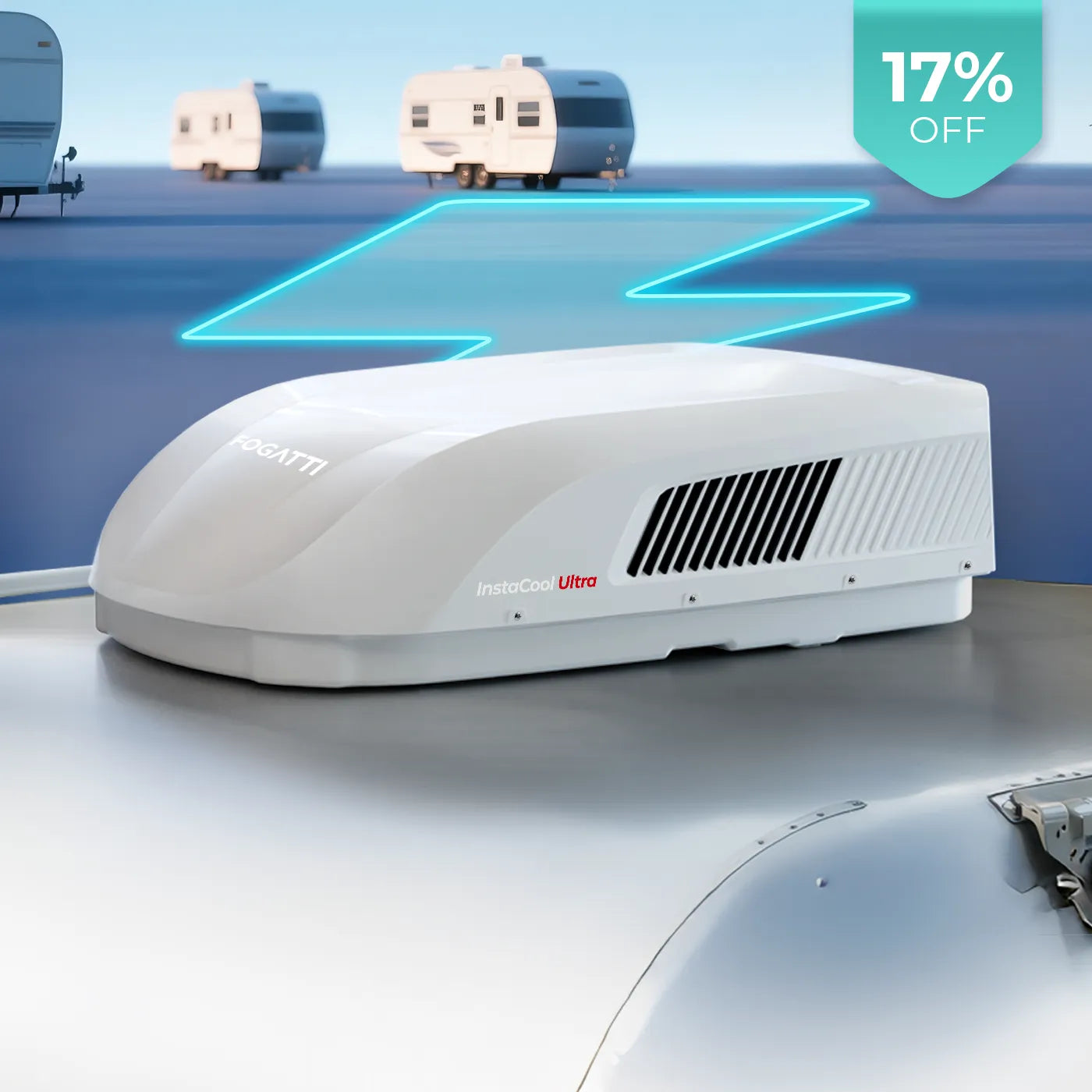 Fogatti InstaCool Ultra Air Conditioner | 15,000 BTU Cooling | 12,000 BTU Heating | Replaceable Non-Ducted RV AC | 115V(AC)