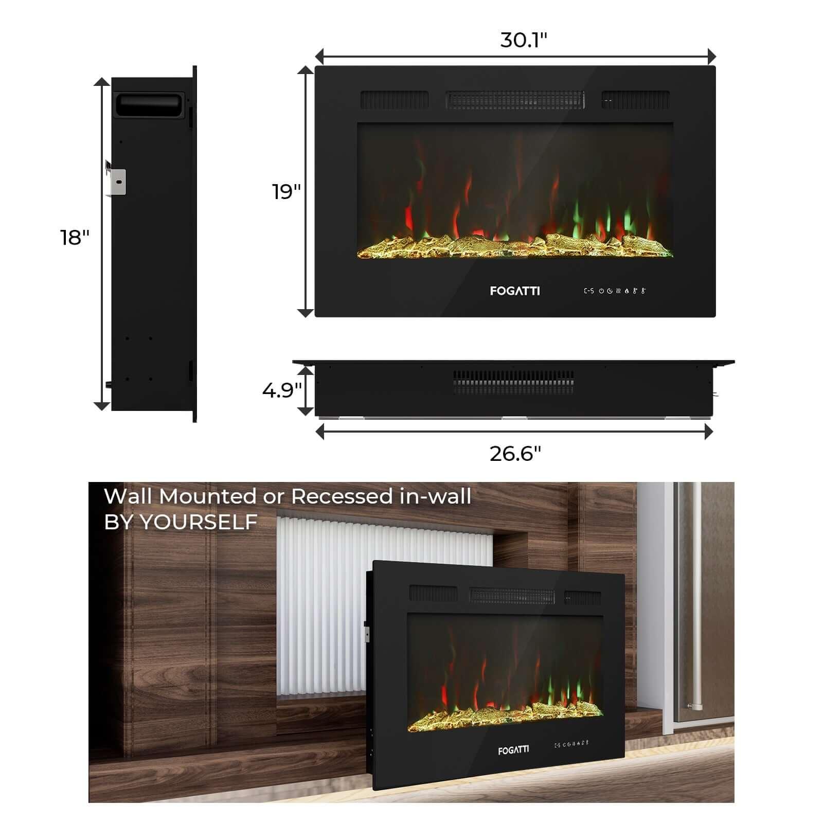 30 Inches RV Electric Fireplace - Fogatti Living