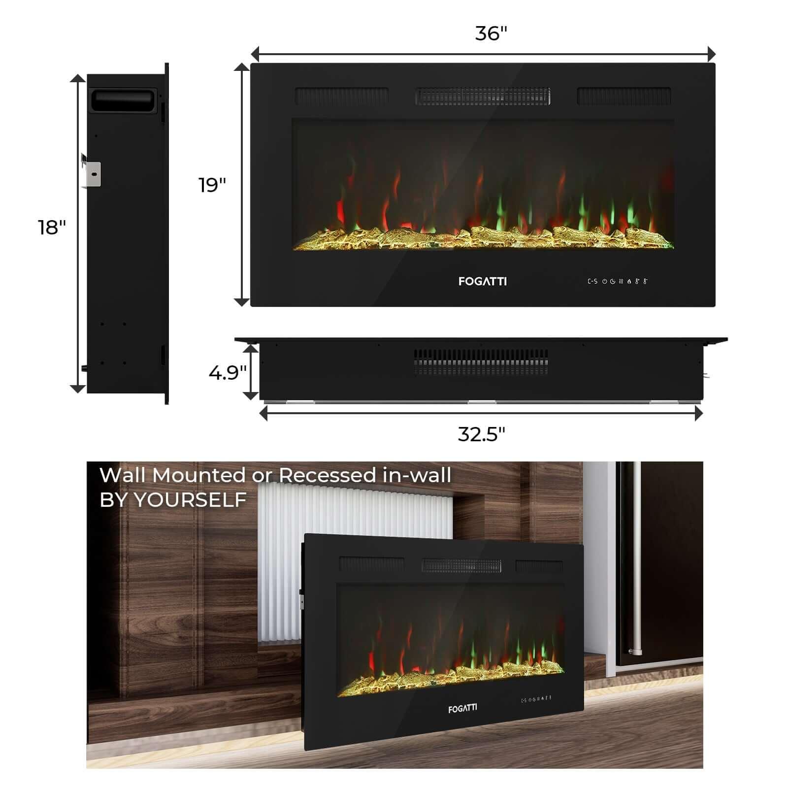 36 Inches RV Electric Fireplace - Fogatti Living